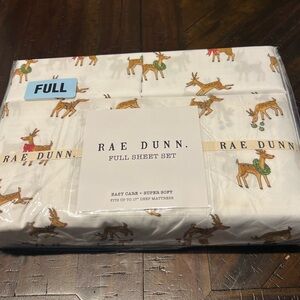 Rae Dunn Christmas Reindeer Holiday Full Size Bed Sheet Set